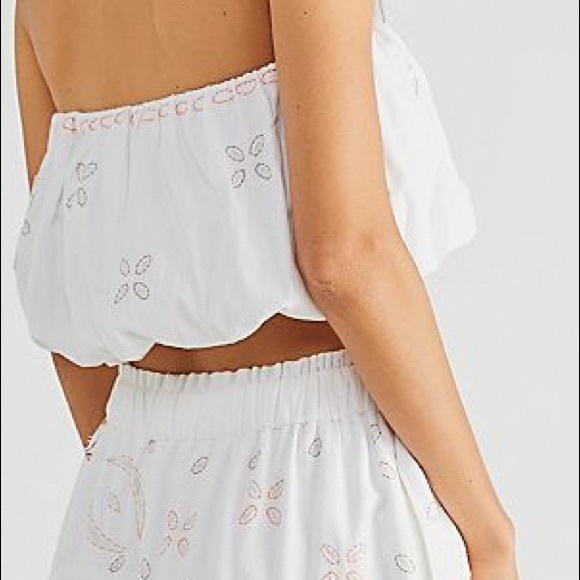 FREE PEOPLE WEEKENDER SET EMBROIDERED IVORY COMBO COTTON FULLY LINED SZ M, L - Picture 9 of 15